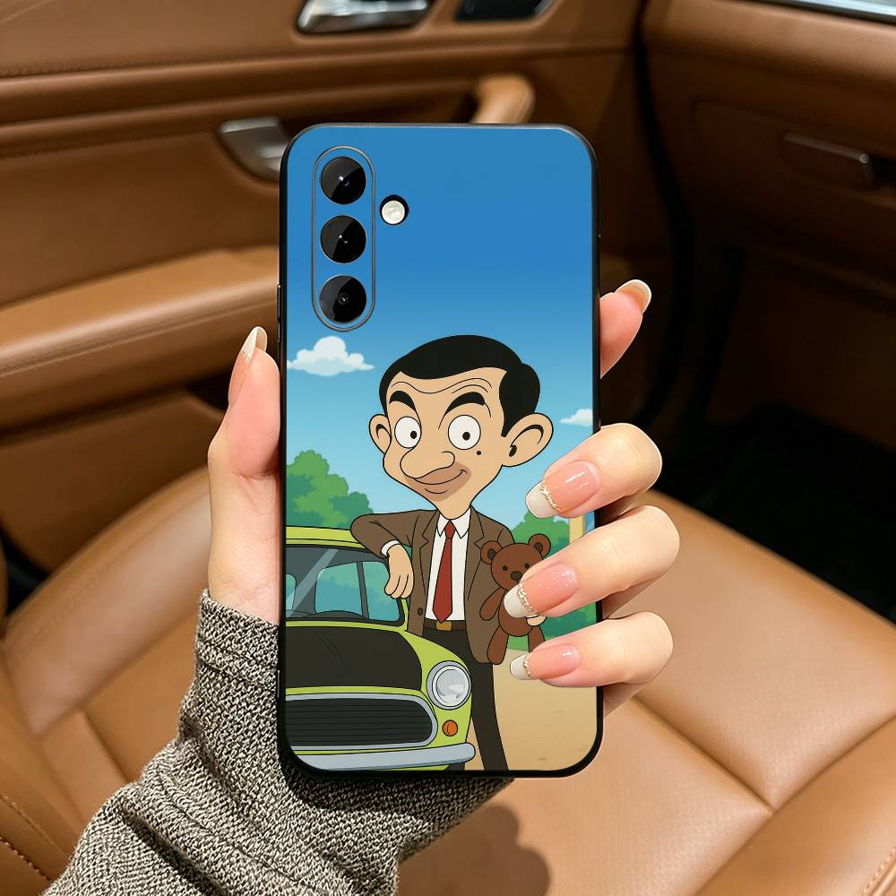 Cute Funny Mr B-Bean-es Black Soft Silicone Phone Case for Samsung Galaxy A73, A71, A72, A70, A53, A52, A51