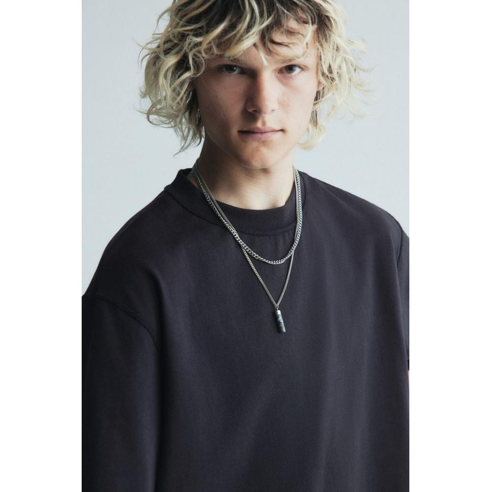 H M Boxy FiT wasHed T sHirT Black