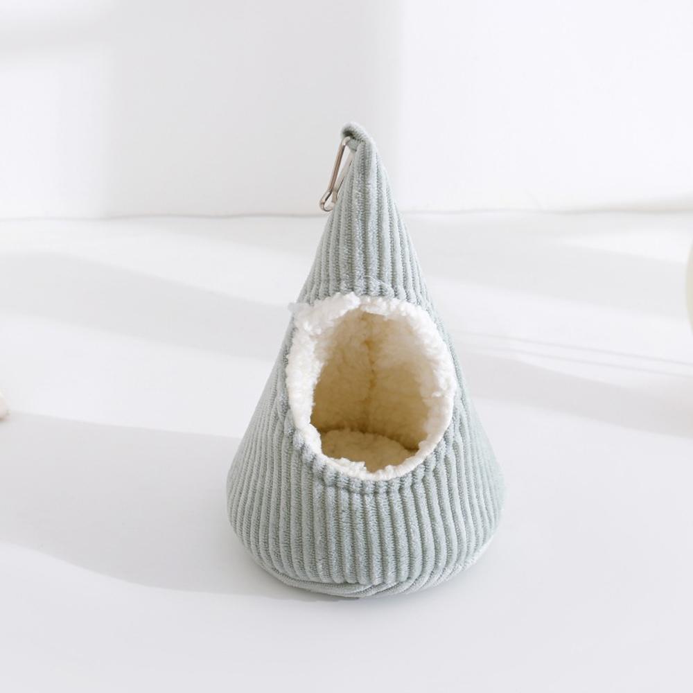 1PC Winter Warm Hangable Triangular Windproof Fleece-Lined Thickened Hanging Bed for Small Animals Pet Parrot Hamster Hide House зелёный