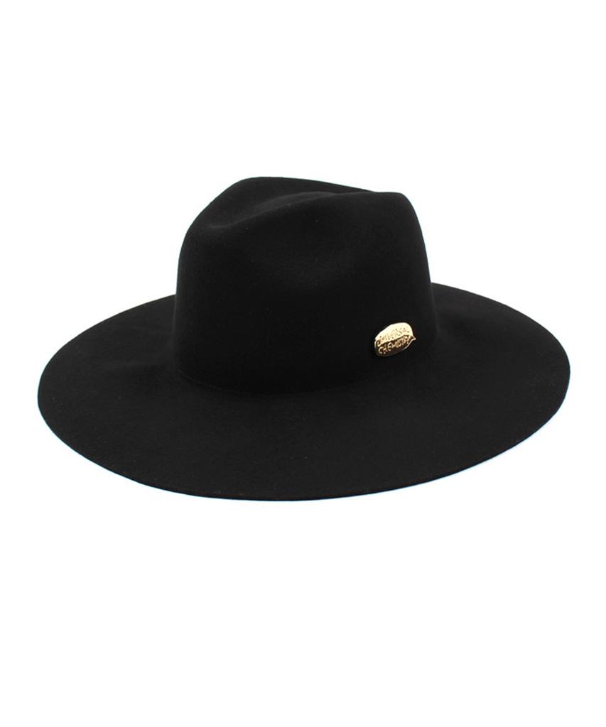 Yunibeosyeolkemiseuteuli Gold Metal Long Wool Fedora Bk Metal Long Fedora