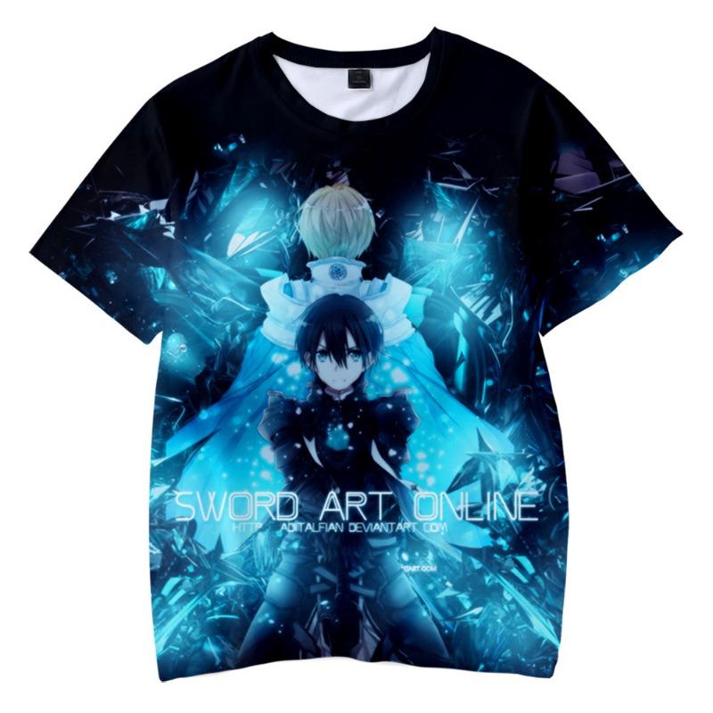 Summer 3D Digital Printed Children's Clothing Anime Sword God Domain Loose Casual Fashion Short Sleeved T-shirt