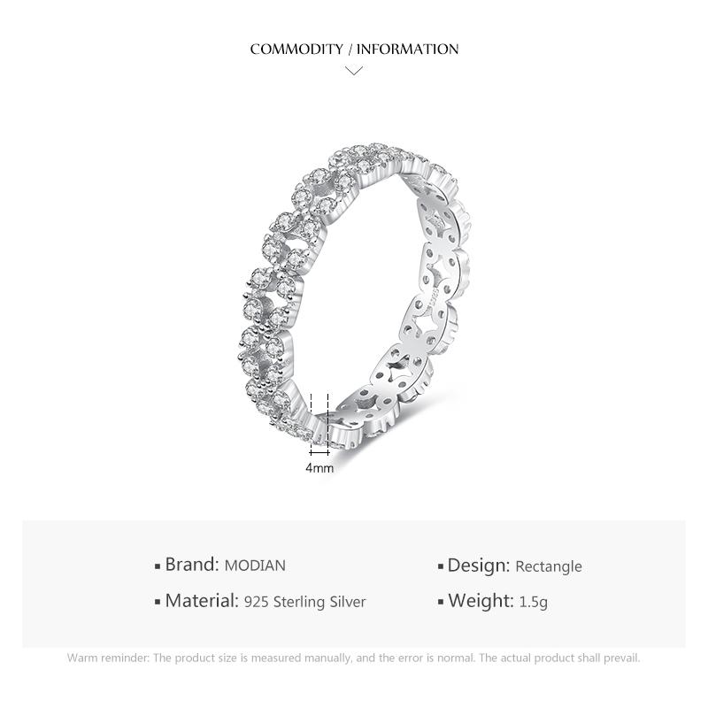 MODIAN Inele din argint 925, geometric, stivuibile, transparent, CZ, pentru femei, bijuterii de nuntă