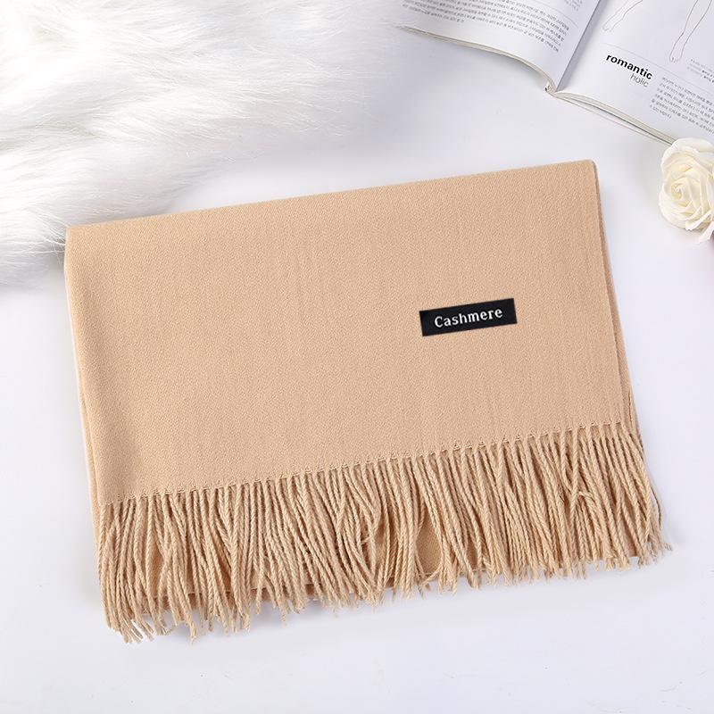 High-End Unisex Winter Red Scarf: Solid Color Imitation Cashmere Shawl & Neck Warmer