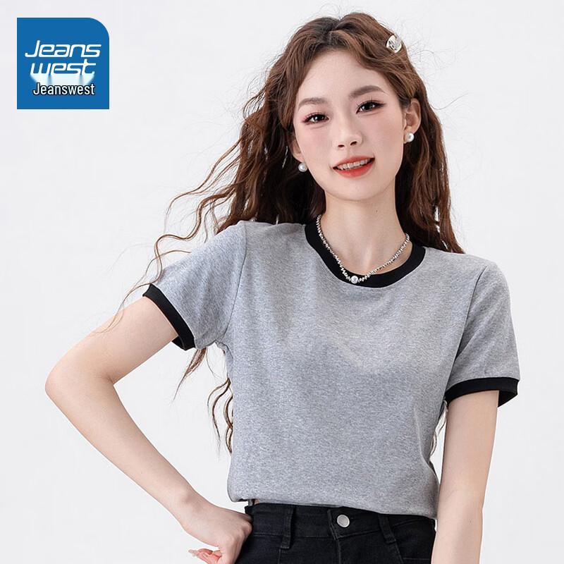 Jeanswest Women s Contrast Round Neck Short Sleeve T-Shirt M