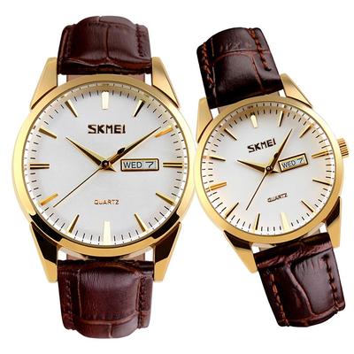 Popular Couple's Watches for Men and Women. Classic Brown Leather Strap, Waterproof, Luxury, Perfect As a Wedding or Anniversary Gift.