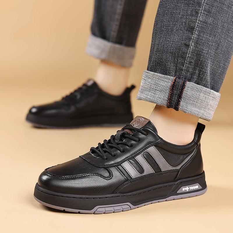 Men's Shoes Leather Autumn Sports and Leisure Shoes Men's Board Shoes Soft Sole Ruffian Handsome Little White Shoes Men's Shoes Men's Versatile Trendy