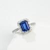 Zhou Hengfu S925 Sterling Silver Square Sapphire Ring for Women - Elegant and Stylish Design