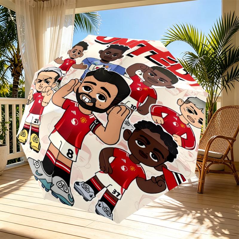 Football team.C Print Automatic Open Close Umbrella, Portable Foldable Umbrella, for Outdoor Commute Camping Trip, Ideal Birthday Gift