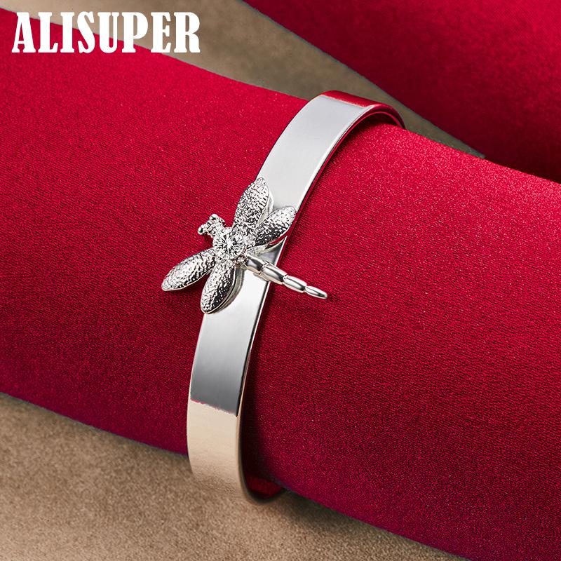 925 Sterling Silver AAA Zircon Dragonfly Smooth Bratara Bijuterii