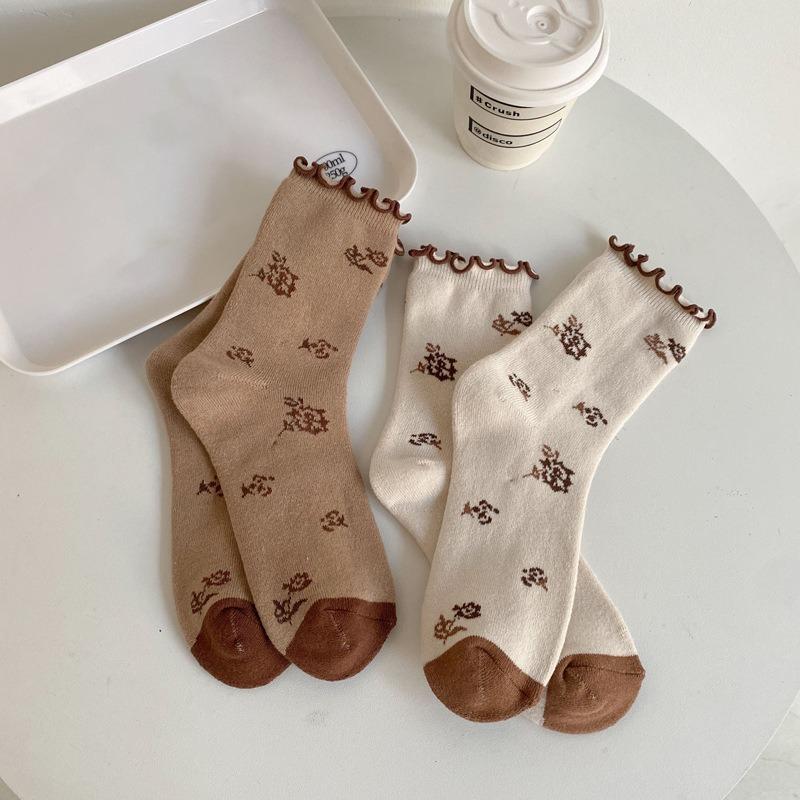 5 Pairs of Women's Autumn and Winter Fleece and Thickened Warm and Cute Loop Socks
