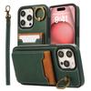 Vertical Cards Solt Ring Holder Leather Wallet Case For iPhone 15 16 Pro Max 14 Plus 13 12 11 XS XR SE2022 Stand Strap Bag Cover
