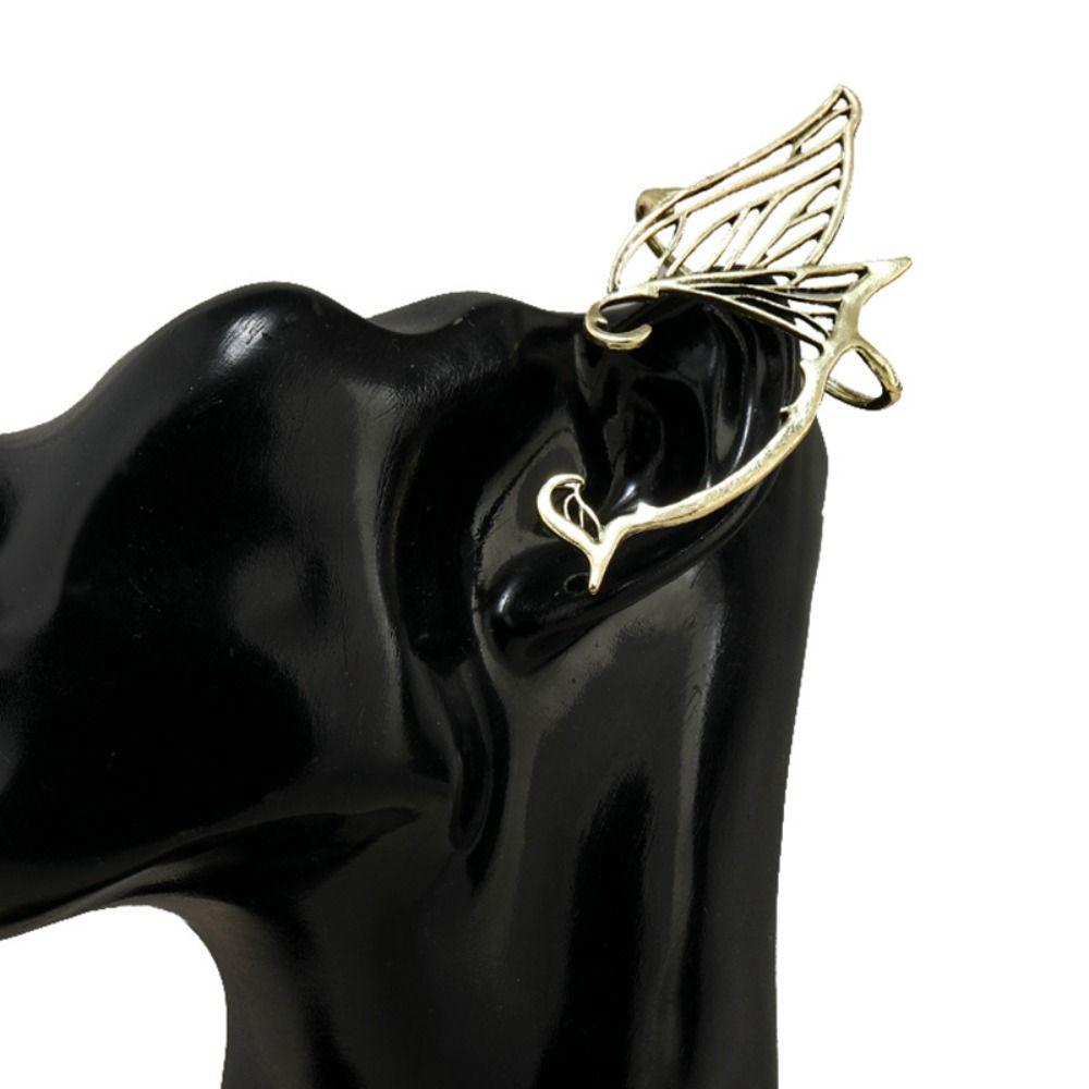 Korean Style Single Side Earrings Antique Gold Color Ear Cuff Retro Elf Ear Clip  Halloween