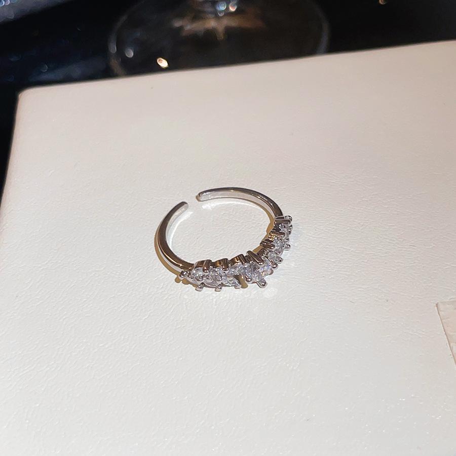 Exquisite Zircon Wheat Ear Open Ring: Sparkly, Geometric, High-End Luxury Jewelry for the Index Finger
