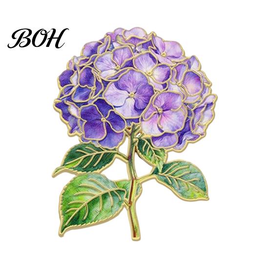Hydrangea Flower Brooch Pin, Enamel Shape Lapel Polished Edges Backpack Artistic Floral Decorative Badge for Coat Collars Scarves Canvas Bags Colorful