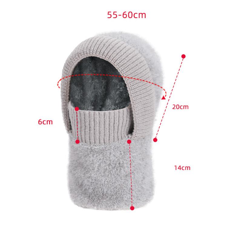 Winter Outdoor Warm Pullover Cap Women's Velvet Ear Protection Riding Neck Integrated Knitted Wool Cap