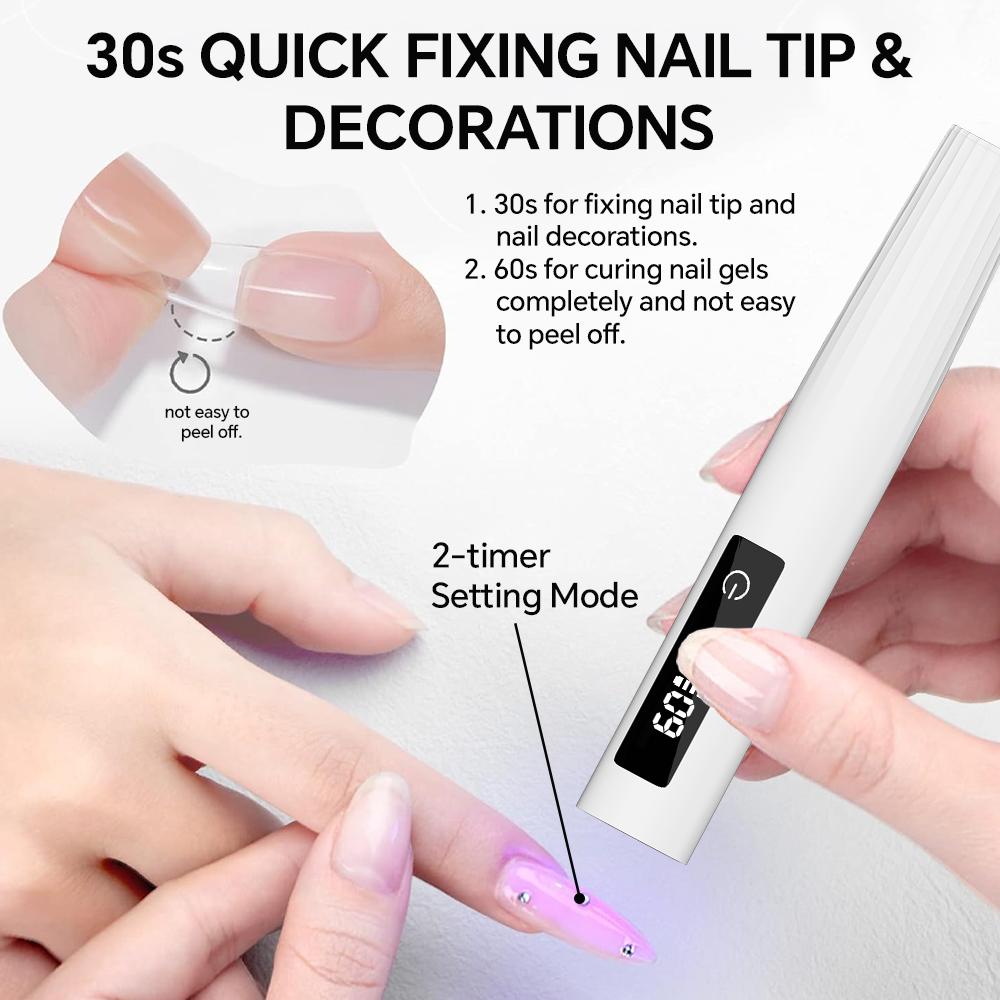 Portable Handheld Mini UV Nail Lamp with Timer, Adjustable Stand and Indicator, Rechargeable LED Nail Light for All Gel Nails