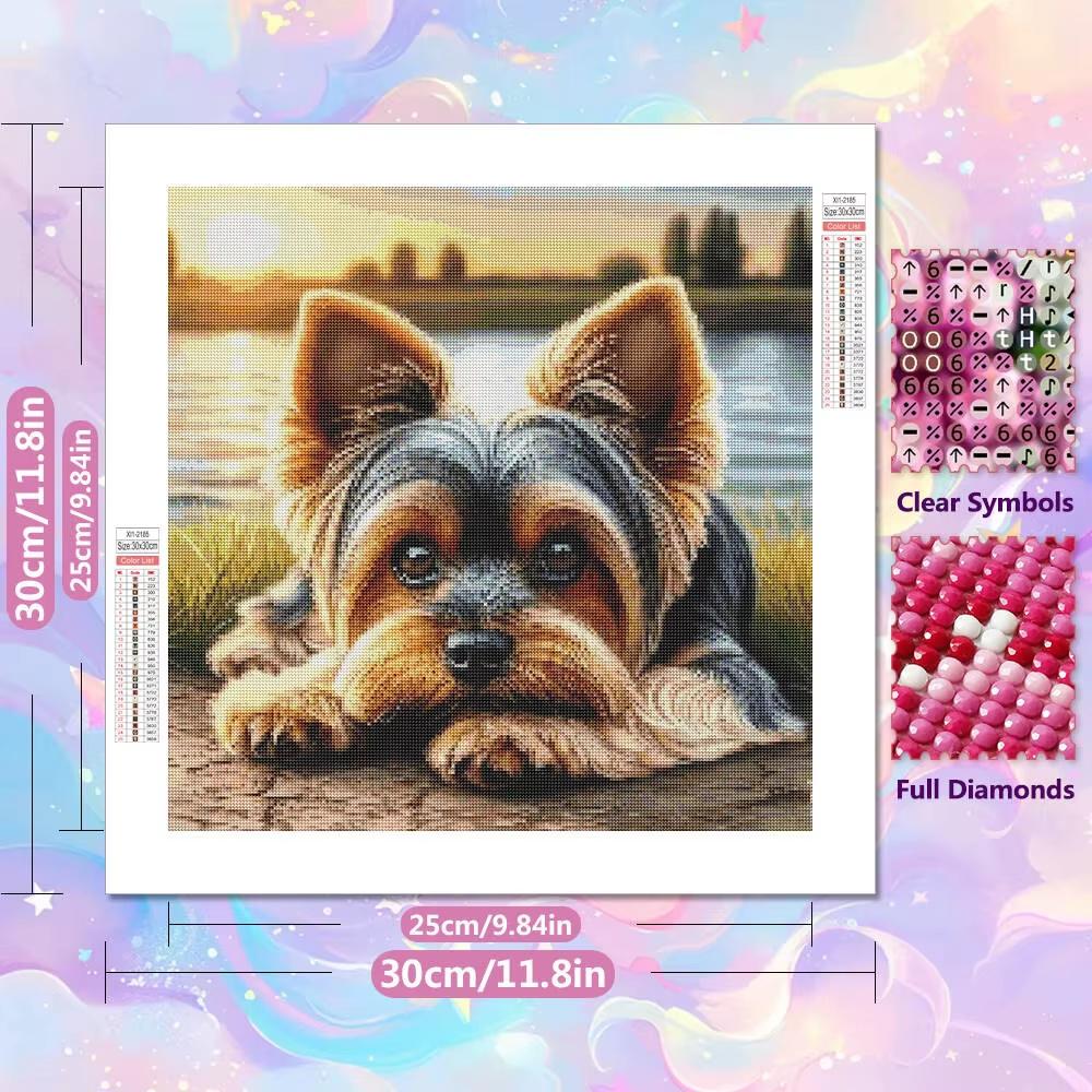 5D Diamond Painting Dog Cartoon Mosaic Animal Lake River Full Drill Embroidery Puppy DIY Crafts Kit Adult Room Decor