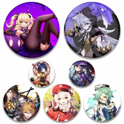 58MM Genshin Impact Soft Button Pin Kreatívny vtipný golier Brošne Kreslený odznak Oblečenie Klobúky Doplnky Roztomilé módne šperky Darčeky
