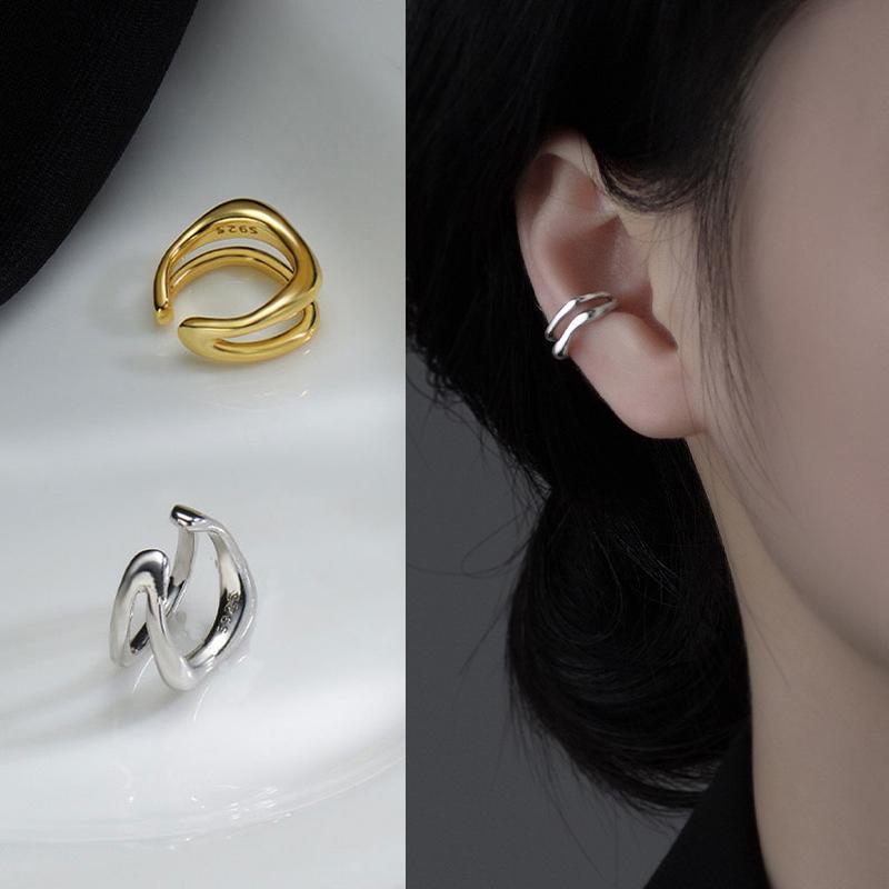 1Pc Ear Cuff Earrings Non-Piercing Double Layer Cuff Ear Clip Earring for Women Fake Cartilage Simple Jewelry New