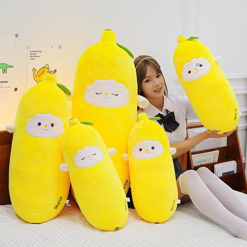 Soft cute lamb banana throw pillow plush toy cute long banana doll girl birthday gift