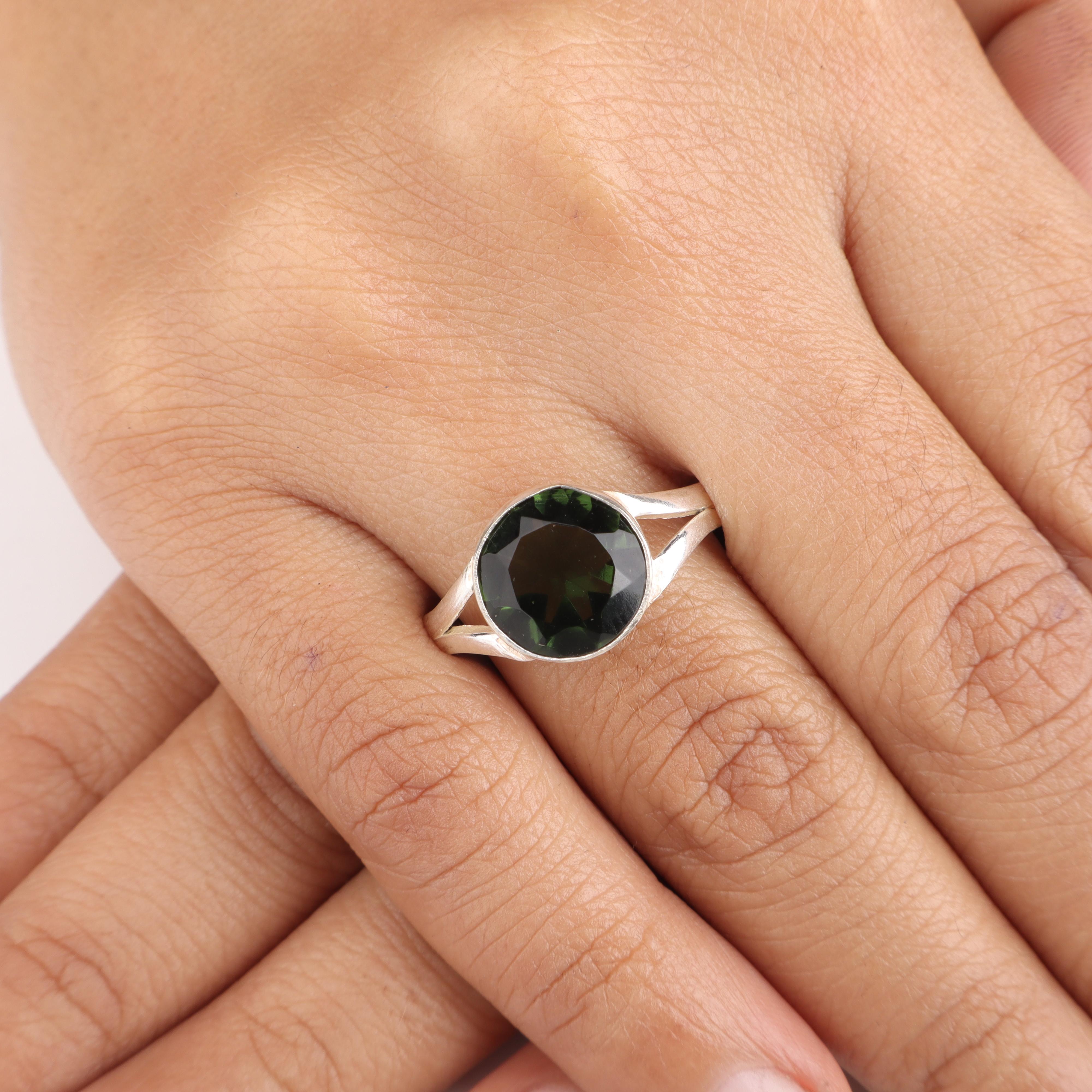 

Green Tourmaline Gemstone Silver Ring, 925 Sterling Silver Handmade Tourmaline Ring, Women Jewelry, October Birthstone Gift RR-83-2 13