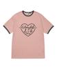 BORN CHAMPS [5 Colors] Heart L&S Women'S Fleece Ringer Short Sleeve T-Shirt B25St52
