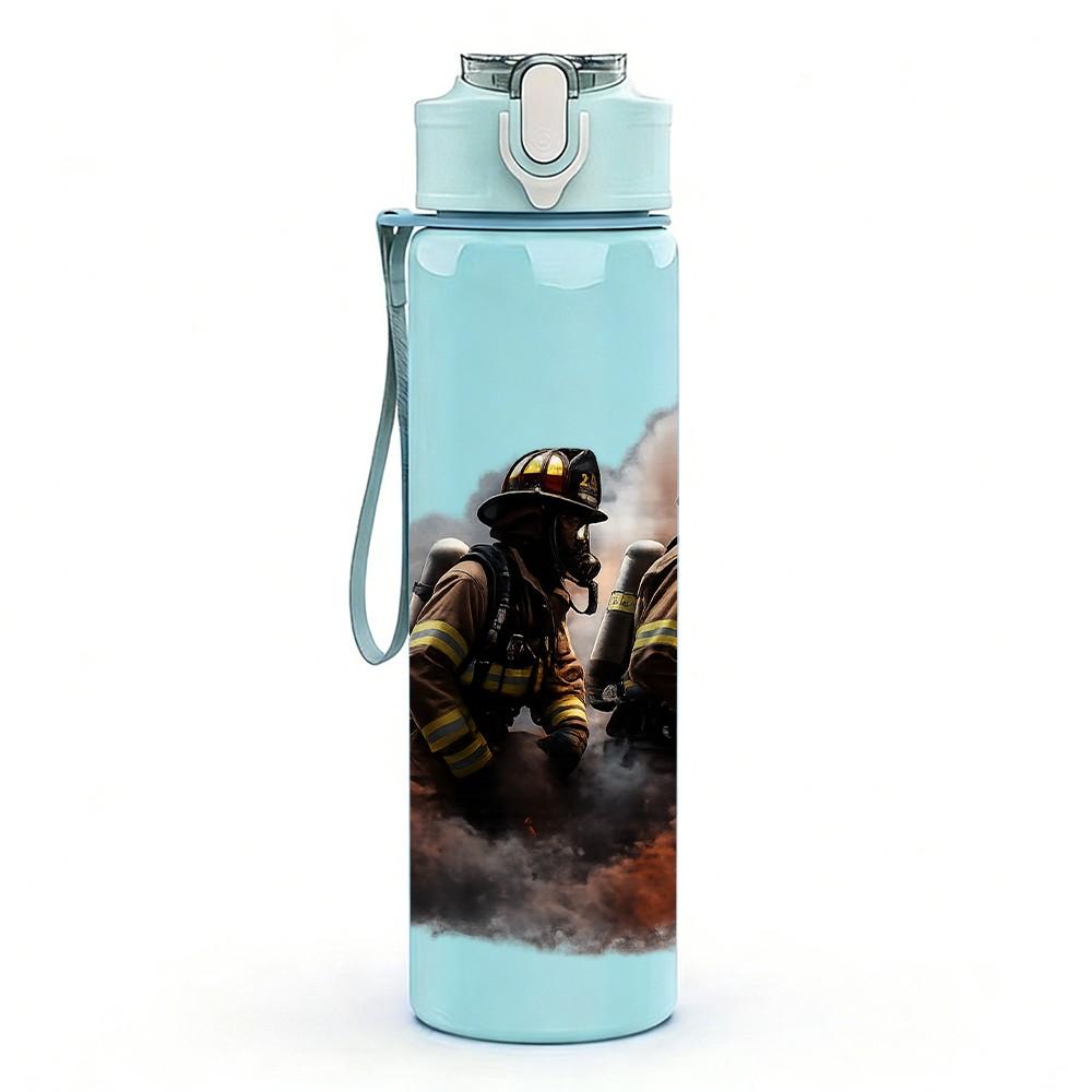 1PC Dark Mountain Forest Fog Scene Print 750ml Color Plastic Sports Water Bottle Leakproof Flip Straw Lid Suitable for Sports Office Home Use