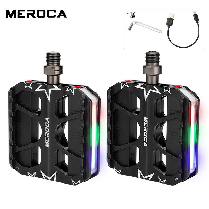 MEROCA Aluminum Bicycle Pedals With LED