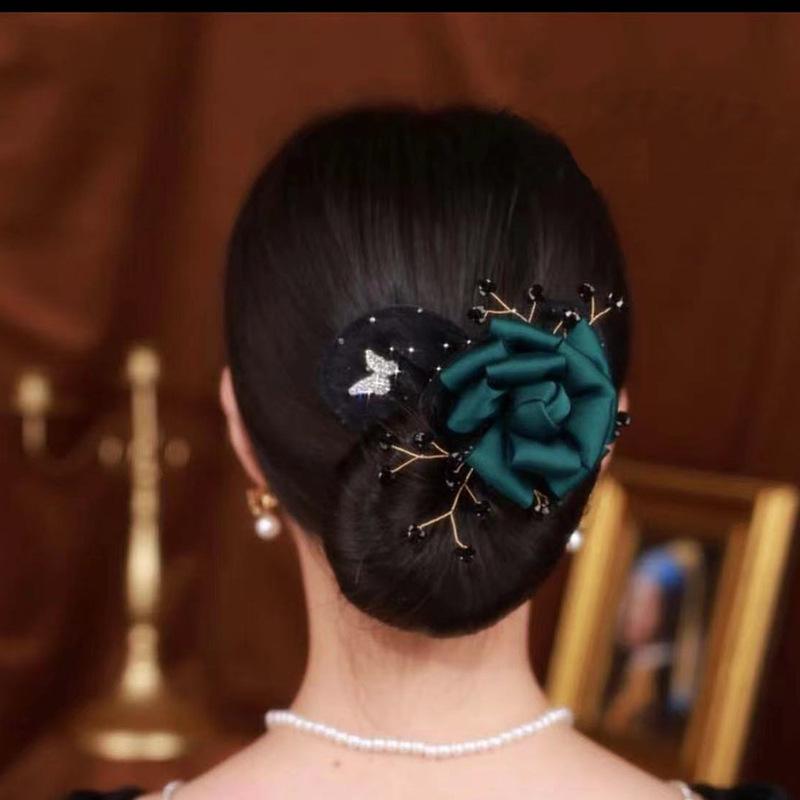 Camellia Black Butterfly Hair Bun Maker - Versatile Douyin-Style Twist Clip for Women
