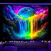 Nuxovilar UV Reactive Tapestry Skeleton Halloween Dinner Scene BlackLight Tapestries Cool UV Black Light Spooky Party Tapestry L