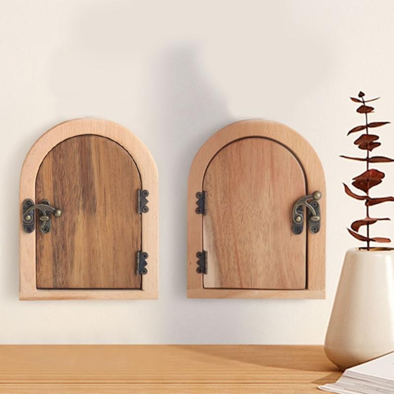 Wooden Door Shape Outlet Cover No Drilling Required Easy Installation Light Switches Guard Protector for Home Decors