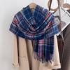 New black and white plaid scarf women's Korean version winter warm versatile imitation cashmere scarf shawl high-end couple scarf