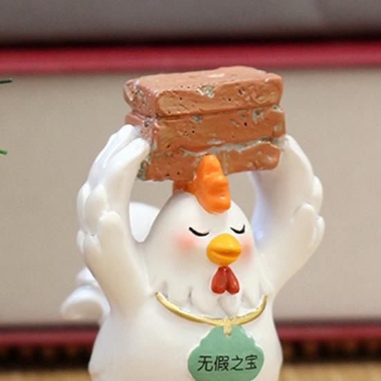 Kycklingprydnad Kompakt Storlek Harts Skrivbordsdekoration Helande Emotionell Powerbank Kycklingfigur Heminredning