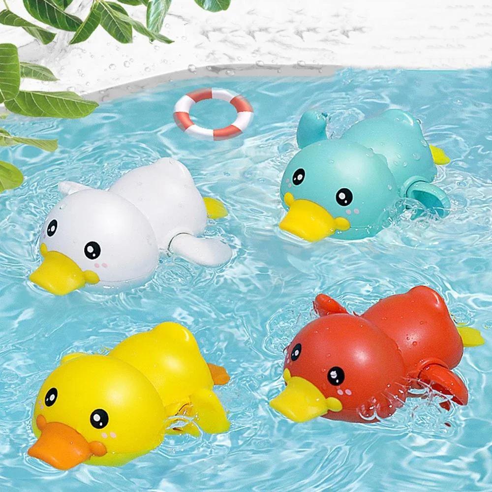 Baby Bath Bathroom Shower Clockwork Swimming Children Play Water Cute Little Duck Kid Bathroom Bathing Bathtub Floating Toys