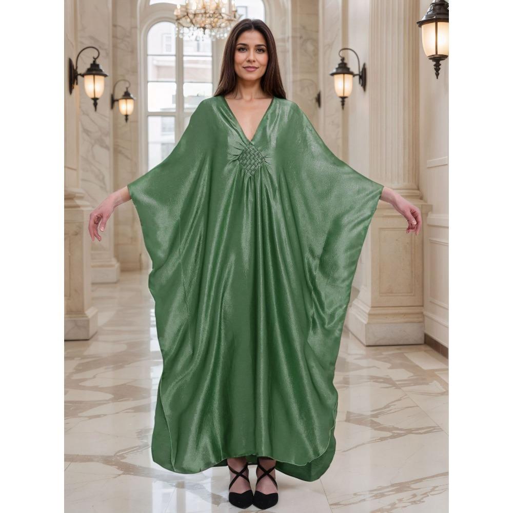 Gold Luxury Beach Dress Woven Holiday Robe Loose Plus Size Turkish Kaftan Dress