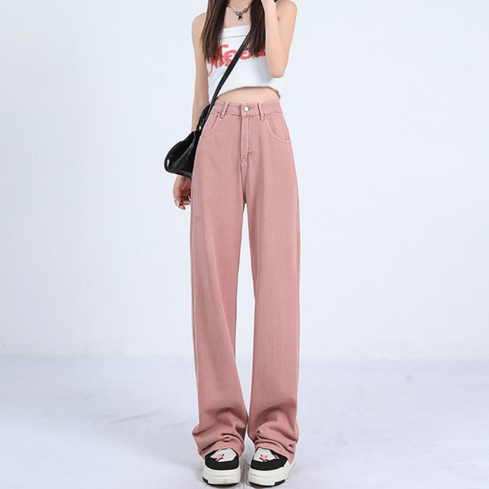 

Корейская версия весенне-осенних новых универсальных свободных джинсов прямого кроя с высокой посадкой, женские тонкие и высокие брюки-швабры, тренд 2XL