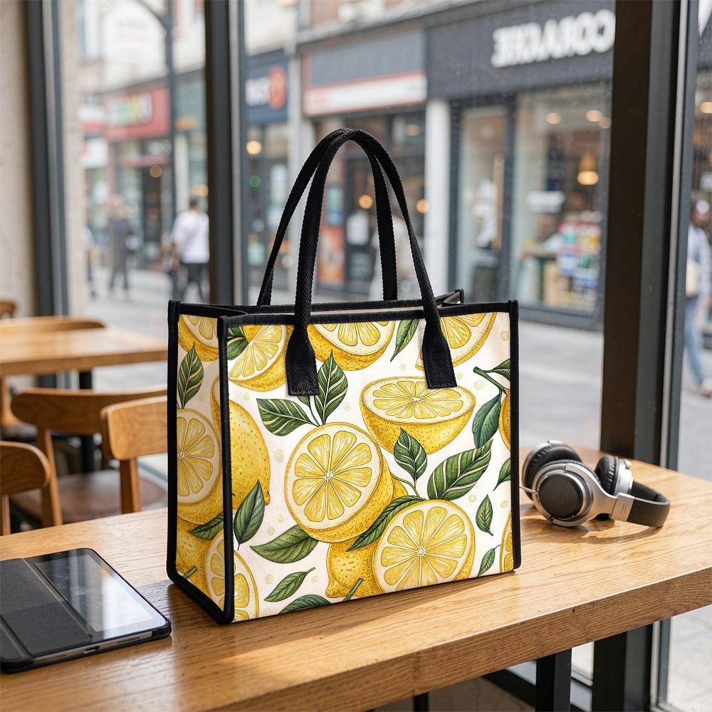 Lemon Pattern Tote Bag Stylish Casual Daily Carry Handbag for Outdoor Shopping Use