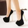 Tacones Altos de Plataforma de Gamuza con Tacón Fino de 16 cm, Tallas 41-45, Zapatos Femeninos de Boca Baja para Discoteca