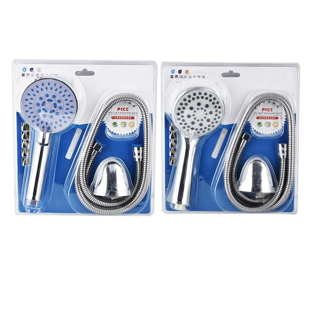 3PCS/SET Universal Bathroom Hand Rainfall Shower Head Pressurized Hand-held Showerhead Hose and Base