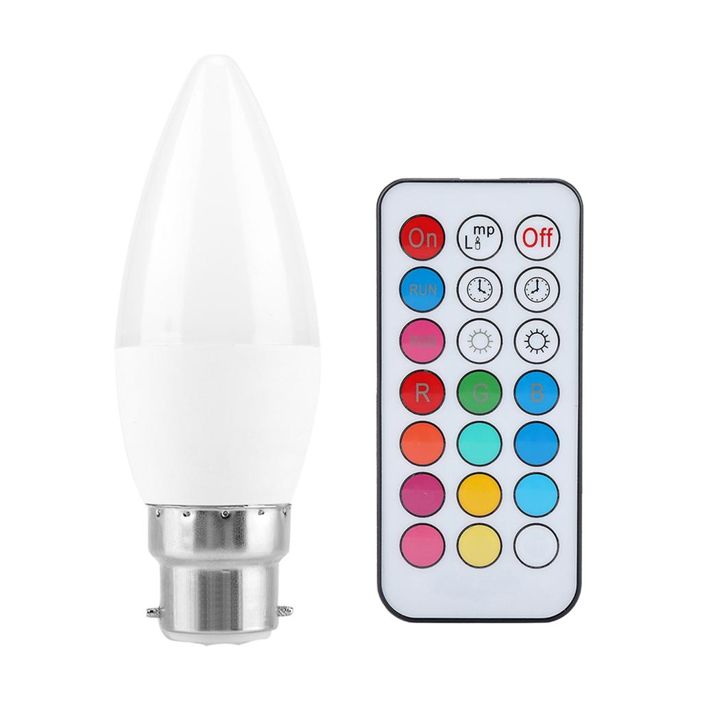 3W Multi Color Changing LED Candle Light Bulb AC85-265V with Remote Control(E27RGB+Cool White)