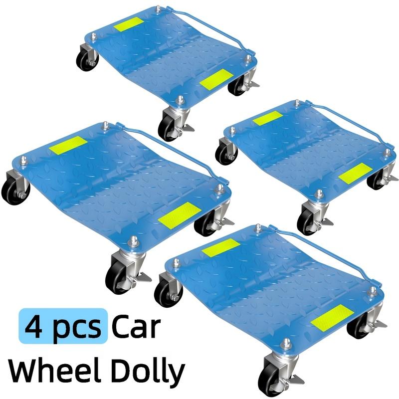 Car Dolly Set of 4, 6000 Lbs Capacity Car Wheel Dolly with Reflective Tape,Car Moving Dolly with 360° Rotational Wheel & Brakes,Heavy Duty Vehicle