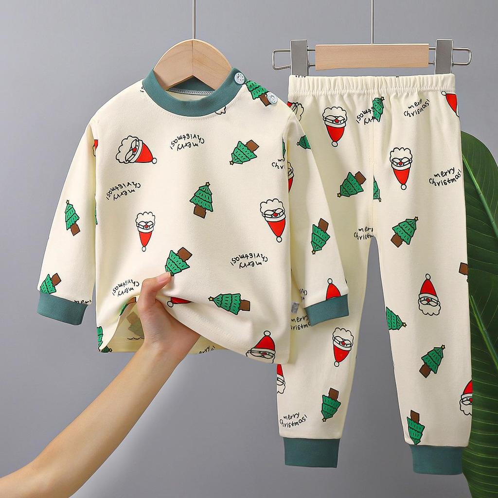 Conjunto de Roupa Íntima Infantil Algodão Puro Novo Roupa de Casa para Meninos Bebê Todo Algodão Quente Roupas de Outono para Meninas Calças de Outono Roupas Infantis