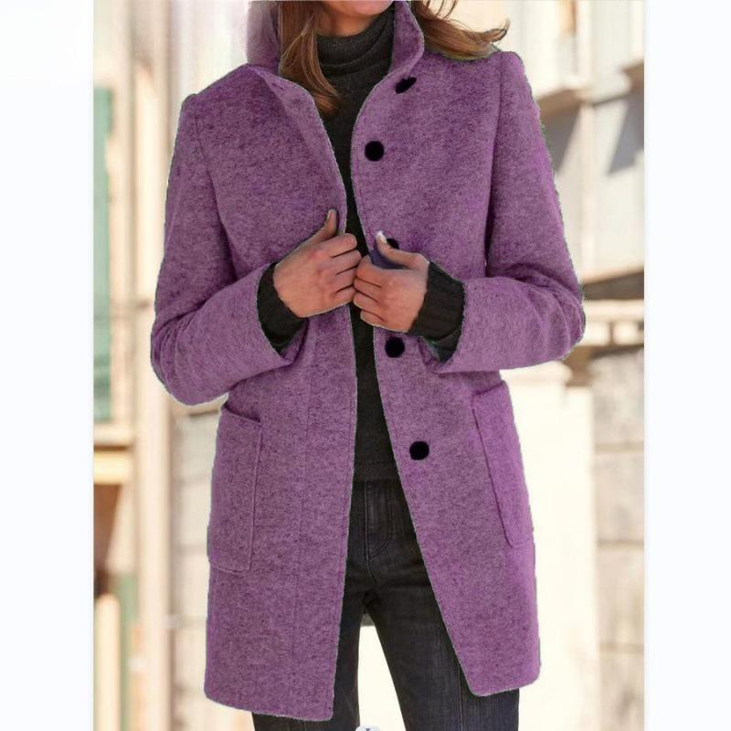 IHUASU Vintage Casual Lattice Print Long Sleeve Polo Neck Jacket for Autumn/Winter