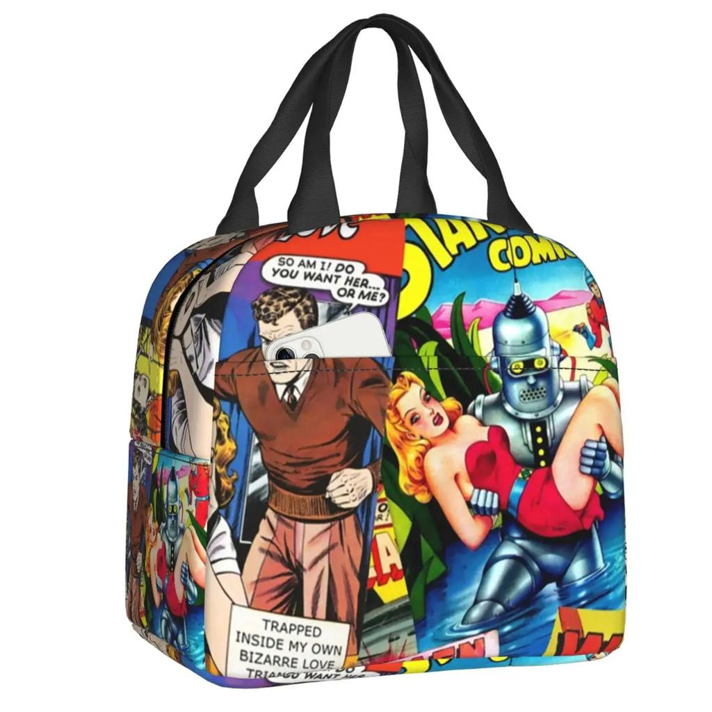 Bunte Katze Tragbare Lunchboxen für Frauen Wasserdicht Pop Art Kühltasche Thermisch Isoliert Lunchtasche lunchbag