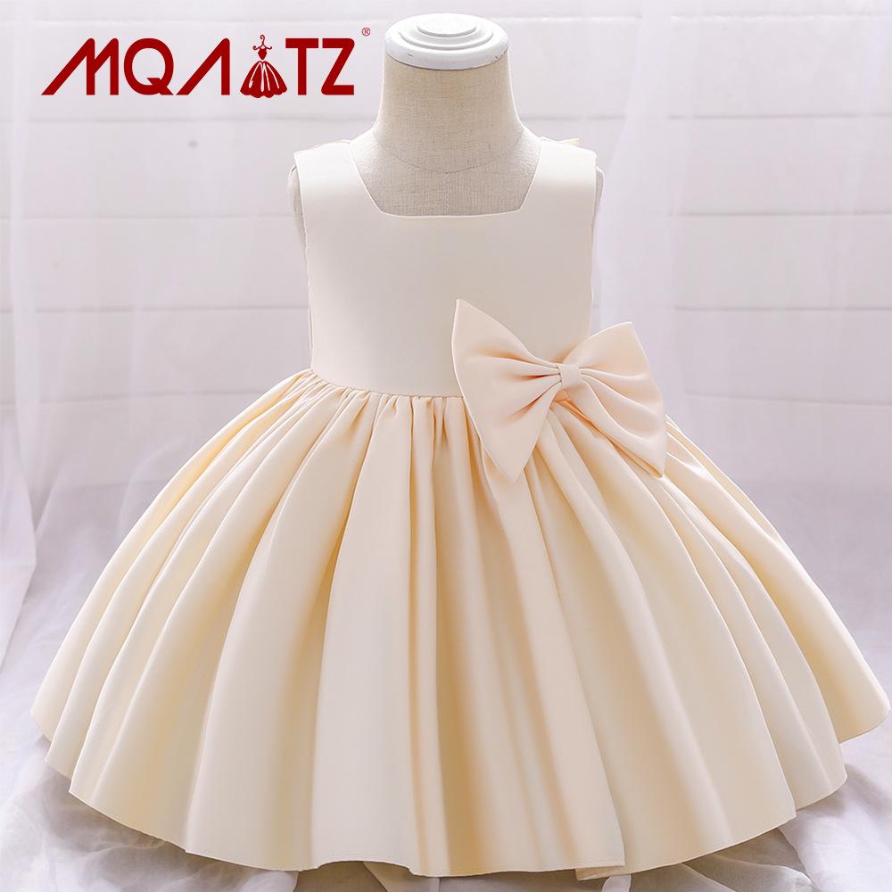 European and American Girls' Evening Princess Dresses - Satin Bow Performance and Piano Runway Costumes