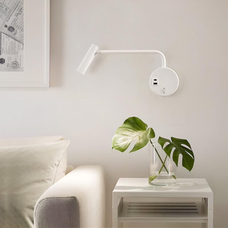 Oeny Rotatable Bedside Reading Wall Lamp with USB & Switch