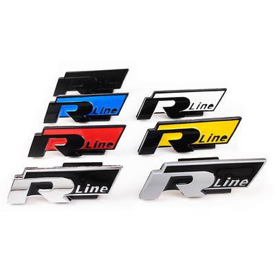 2026 Caliente Para VW VOLKSWAGEN Emblemas de Pegatinas con Logo Metálico 3D R Line Rline para Rejilla Frontal de Coche para Volkswage Polo Passat B5 B7 Gol