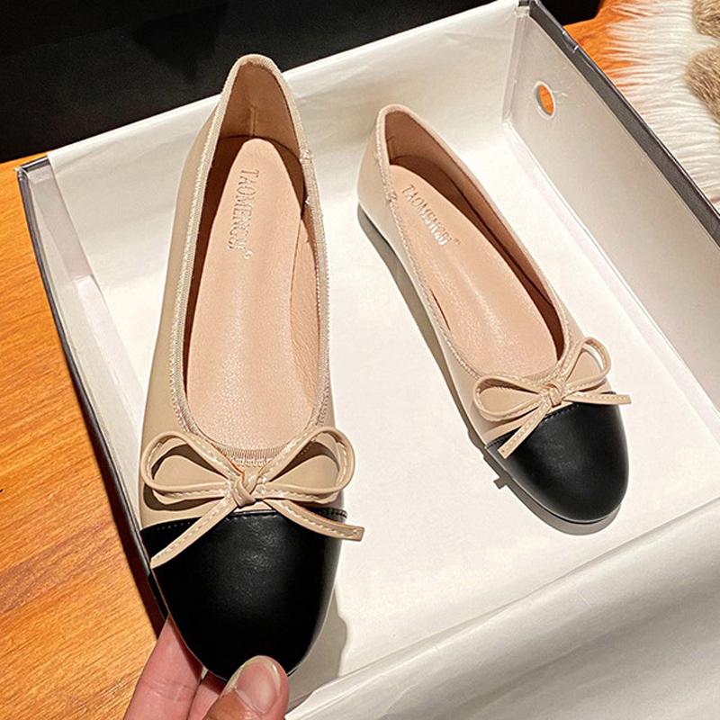 Fashion 2025 Ladies Silver Patchwork Bowtie Ballets Cloth Fabric Flats Round Toe Mocasines Dress Slip On Ballerinas Shoes Women Wedding