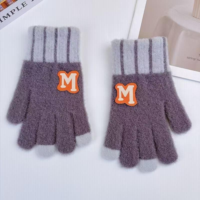 Five-finger Winter Boys' Korean Style Warm Split-fingered Student Outdoor Cycling Cold-proof Velvet Knitted Full-finger