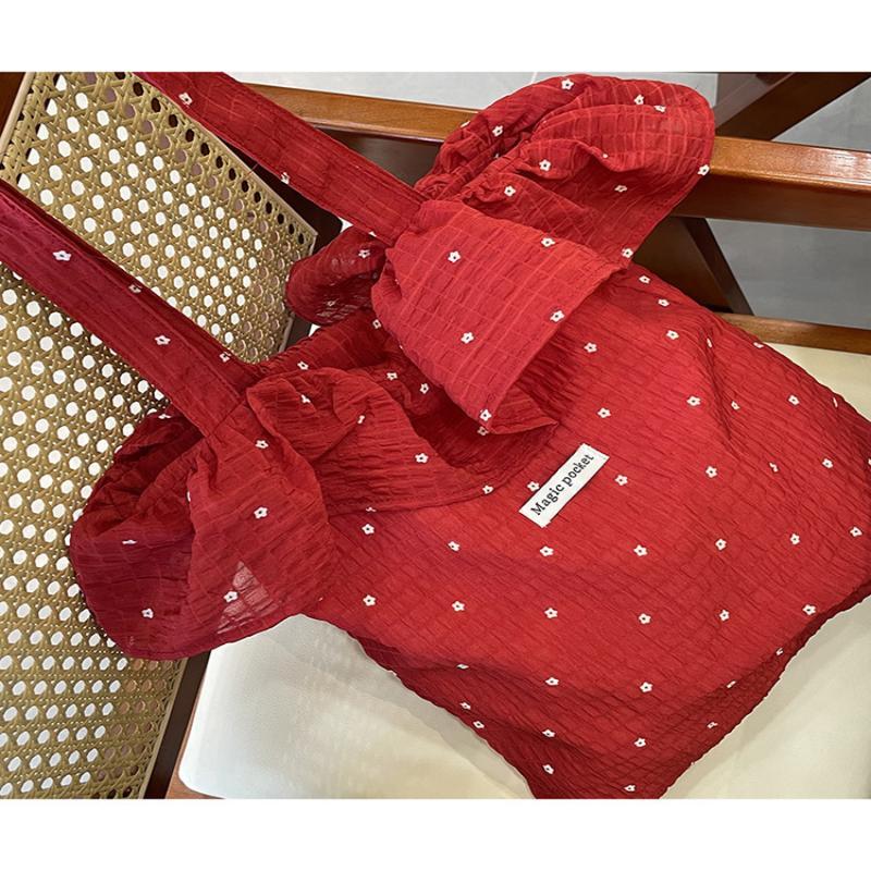 Wave Point All-match Chiffon Women Tote Bag Large Capacity Korean Style Mesh Handbag for Work Commuting